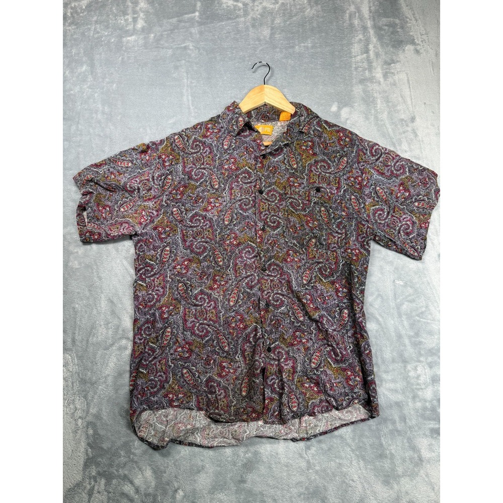 AMPM Dress Shirt Mens S(14-14.5) Multicolor Paisley Short Sleeve Business Formal